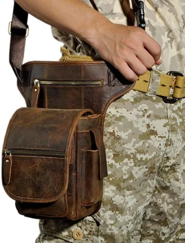 Vista 6 de Leathario - Bolsa de piel auténtica para hombre, bolsa de herramientas para la pierna táctica, bolsa de pierna, bolsa de riñonera para el muslo