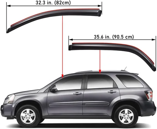 Vista 2 de Lightronic Visera de ventana de ventilación automática con clip extra duradero, compatible con Chevrolet Equinox y Pontiac Torrent 2005-2009