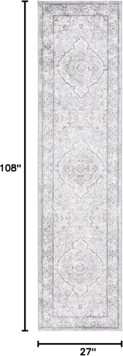 Vista 3 de SAFAVIEH Opal Collection - Alfombra de pasillo de 2 pies 3 pulgadas x 9 pies, color gris y marfil, diseño oriental shabby chic, ideal para zonas