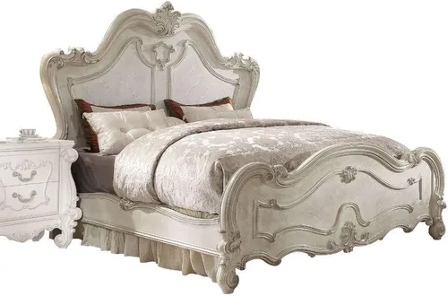 Vista 17 de Acme Cama con paneles de madera tamaño King Versalles en roble cereza roble cerezo