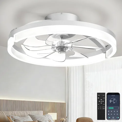 Vista 12 de Ventiladores de techo de 18 pulgadas con luces y control remoto Marfil