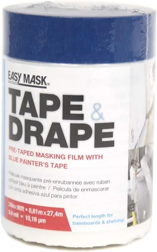 Vista 5 de Easy Mask Tape & Drape - Película adhesiva preadhesiva con cinta de uso general, 22 pulgadas x 100 pies