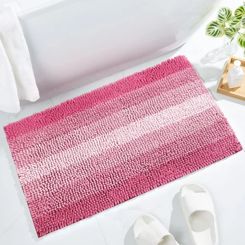 Vista 8 de Gibelle Alfombras de baño negras, alfombra de baño de chenilla de lujo, alfombra pequeña antideslizante para ducha y alfombras de piso para baño