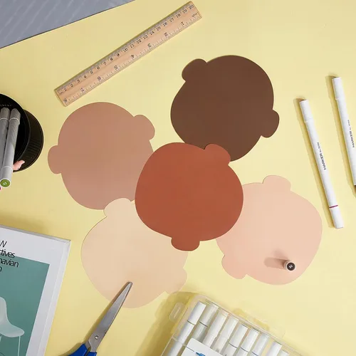 Vista 6 de Outus 100 piezas de recortes creativos multiculturales con forma de cara
