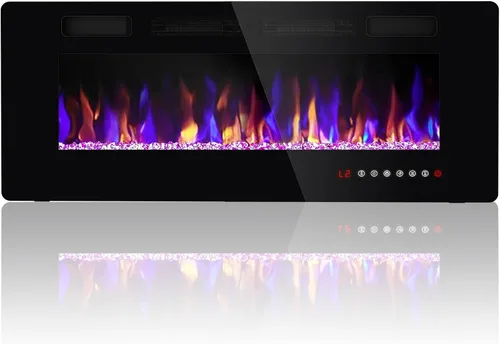 Vista 9 de Ludatido Chimenea eléctrica de 50 pulgadas montada en la pared/empotrada, inserto de chimenea eléctrica con 51000BTU para habitación de 410 pies