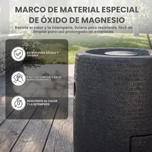 Vista 7 de COSIEST Mesa de Hoguera de Propano para Exteriores con Base Redonda Compacta de Piedra Ledge de 11 Pulgadas de Grafito, Certificada, 40,000 BTU Negro