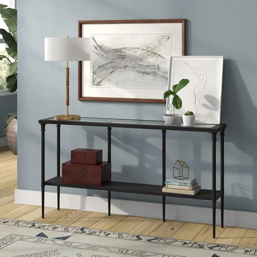Vista 3 de Henn&Hart Lámpara de mesa moderna de 2 tonos de 25 pulgadas con pantalla de tambor de tela blanca para sala de estar, dormitorio u oficina, roble