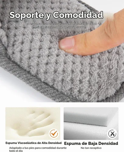 Vista 4 de EverFoams Pantuflas de punto de algodón para hombre con espuma Gris