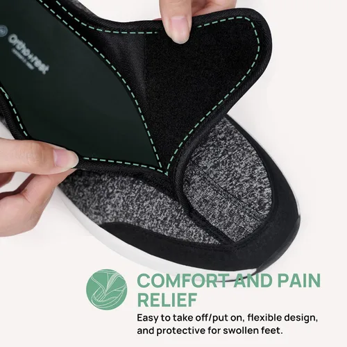 Vista 4 de Ortho + Rest Zapatos para diabéticos para hombre, pies hinchados, para caminar, para caminar, con soporte para el arco, zapatillas ortopédicas