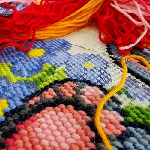 Vista 2 de Brvsk Kit de bordado para habitación de niños para adultos y principiantes: divertido elefante de 16 x 16 pulgadas con diseño impreso claro