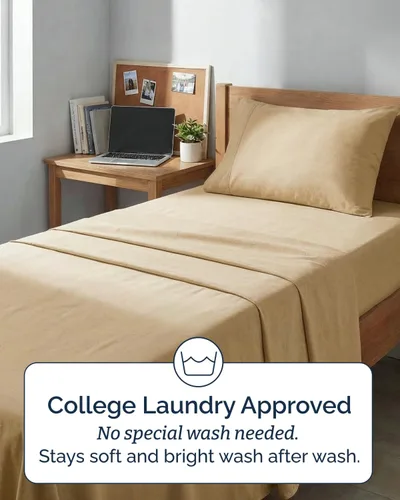 Vista 15 de Extra Deep Twin XL Sheet Set - 3 Piece College Dorm Room - White 01-Blanco