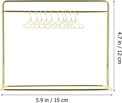 Vista 6 de Toddmomy - Perchero miniatura para muñecas con 10 mini perchas de metal para muñecas de ropa, soporte de almacenamiento para accesorios de casa