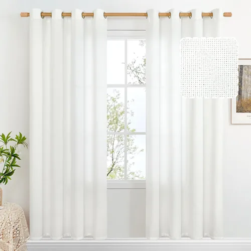 Vista 49 de BGment Cortinas de Lino Beige de 63 Pulgadas de Largo 2 Paneles - Tratamientos para Ventanas con Textura de Arpillera Filtrantes de Luz Cortinas