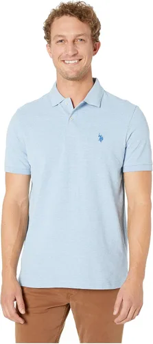 Vista 38 de Polo de piqué de algodón sólido para hombre con pequeño Pony Gris jaspeado