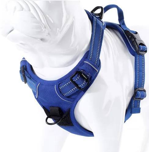 Vista 6 de JUXZH Truelove Arnés para perro sin tirones con mango de fácil control y 2 accesorios para correa, chaleco reflectante ajustable para mascotas