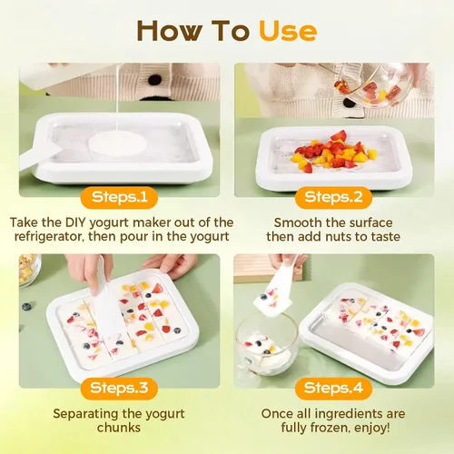 Vista 2 de Máquina de helados instantánea, kit de máquina de helados enrollados en casa 2026, placa de congelación instantánea con 2 raspadores, máquina