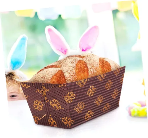 Vista 8 de HOMSFOU Bandeja de pastel corrugado, mini pan, papel de regalo de Navidad, pan, pan, pan, sartenes, rectángulo, tazas decorativas, papel de embalaje