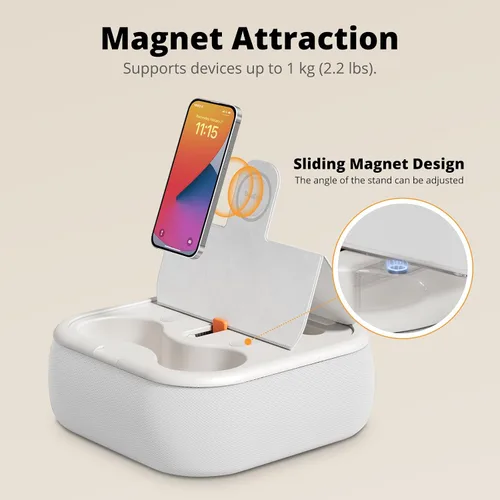 Vista 3 de SupeDesk Soporte magnético de almohada para tableta, soporte de regazo para tablet con dos anillos magnéticos, compatible con teléfonos de 4 a 13