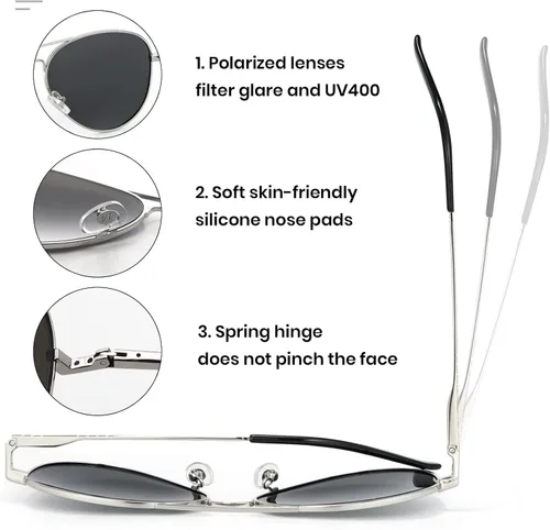 Vista 5 de Veda Tinda Vision Gafas de sol de aviador para mujeres y hombres, estilo vintage de los años 70, clásicas, a la moda, retro, para hombre, protección