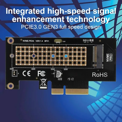 Vista 2 de SK4 PCIE 3.0 x 4 NVMe Tarjeta adaptadora para NVMe m.2 SSD PCIE x 4 x 8 x 16 ranuras