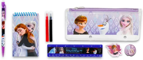Vista 3 de Disney Frozen School Stationery Set – Incluye una carpeta de cartera, cuaderno, borrador, sacapuntas, lápiz, tatuajes y más Suministros de regreso