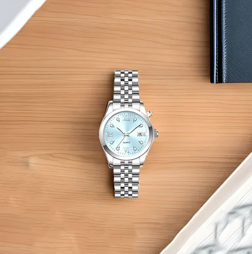 Vista 3 de Reloj de pulsera para mujer, reloj de cuarzo de acero inoxidable, luminoso, impermeable, reloj de negocios para mujer