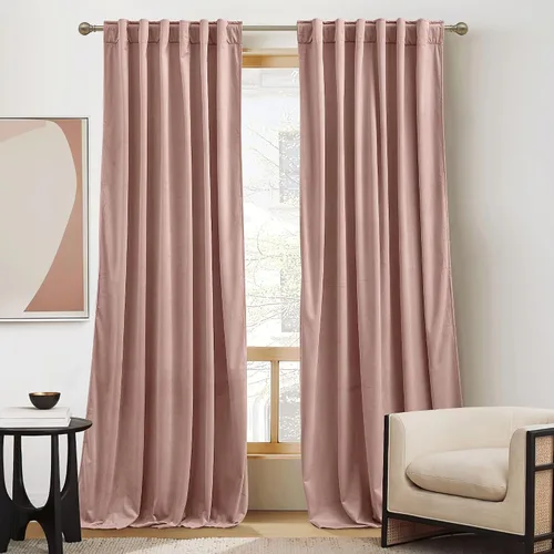 Vista 15 de RYB HOME Cortinas 100% opacas de terciopelo blanco para dormitorio, pestaña trasera y bolsillo para barra, aislamiento térmico, cortinas