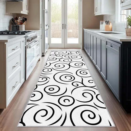 Vista 9 de Geometric Runner Rug 2x4 Small - Hallway Runner Rug Retro Mid Century Modern Abstract Pattern, Non Slip, Washable, Geometric Home Decor Carpet for