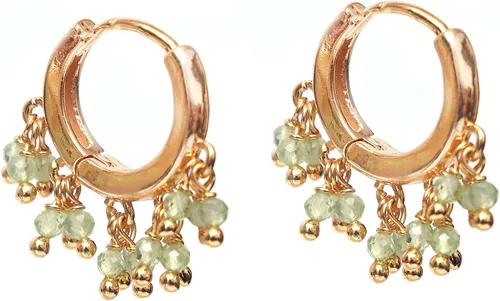 Vista 8 de Gempires Aretes de Cuentas de Piedras Preciosas Naturales de Cristal Ligeros Elegantes Hechos a Mano Joyería Hipoalergénica Chapada en Oro Diseño
