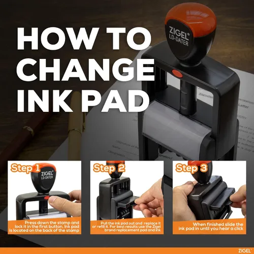 Vista 4 de ZIGEL Sello de fecha autoentintado de estilo resistente con aprobado, estilo B, tinta negra