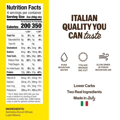 Vista 2 de Brami Fusilli, Curly Mac, Pasta de proteína italiana Radiatori Baja en carbohidratos Alta fibra Alto en proteínas Keto Sin OMG Hecho