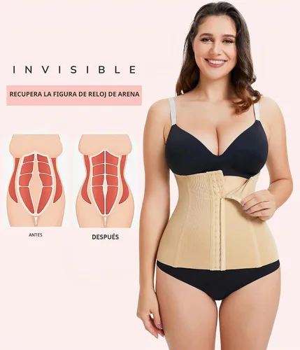 Vista 5 de LODAY Entrenador de cintura para mujer, corsé moldeador, control de barriga Gancho beige