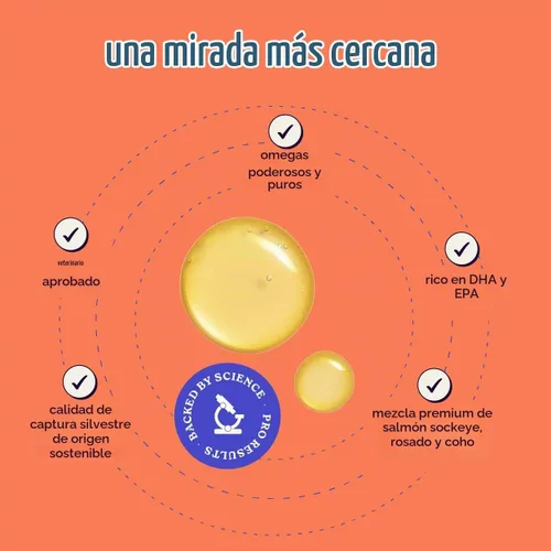 Vista 4 de Aceite de salmón salvaje de Alaska prémium para perros, aceite de pescado salvaje de Alaska certificado MSC para piel y abrigo, cadera
