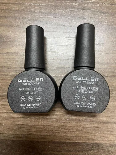 Vista 2 de GELLEN - Base y capa superior de gel, juego de 2 esmaltes de uñas de gel, capa superior que no se limpia 12ml Base Coat & No Wipe Top Coat Set.