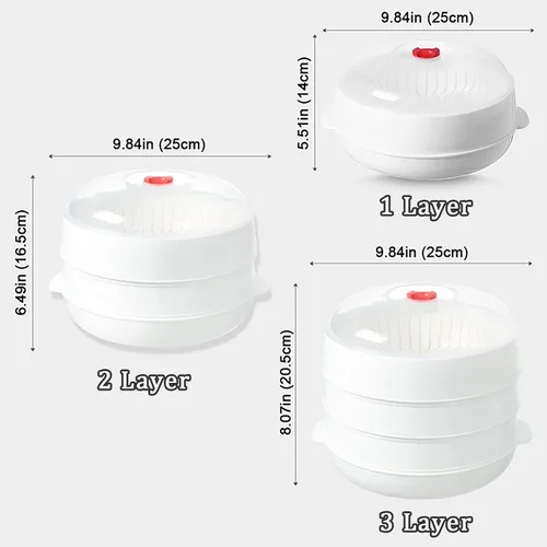 Vista 4 de Vaporizador de verduras para microondas, vaporizador de microondas para verduras, tazón de calefacción para microondas, micro utensilios de cocina