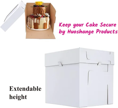 Vista 5 de Cajas altas para tartas para pasteles escalonados, 8x8x8 pulgadas [12 unidades] Caja de pastel gruesa y resistente con ventana, portador de pastel