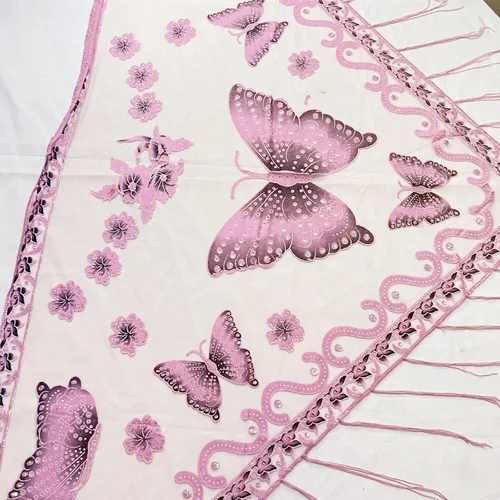 Vista 2 de Chales y envolturas elegantes con estampado de mariposas para vestidos de noche, chal triangular, chal con flecos, capa de noche