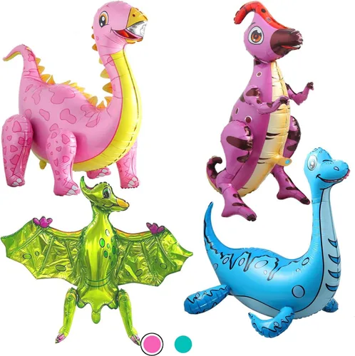 Vista 9 de Globos gigantes de dinosaurio 3D para decoración de fiesta de Azul