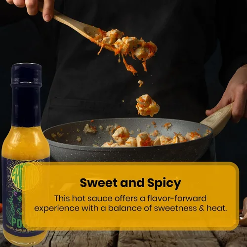 Vista 2 de Lu'au Pohaku - Salsa picante de piña – 1er lugar 2025 Premios Scovie – Carolina Reaper Heat con sabor tropical – Lote pequeño, 5 onzas por