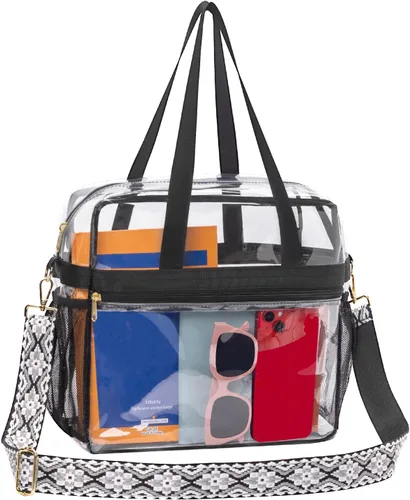 Vista 14 de Paxiland Clear Bag for Stadium Events, 12x6x12 inches Tote Bag with Detachable Reinforced Strap for Sports Concert and Work