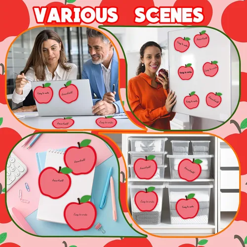 Vista 7 de 12 notas adhesivas de manzana, lindas notas adhesivas de manzana, notas adhesivas autoadhesivas de dibujos animados de frutas, almohadillas Día