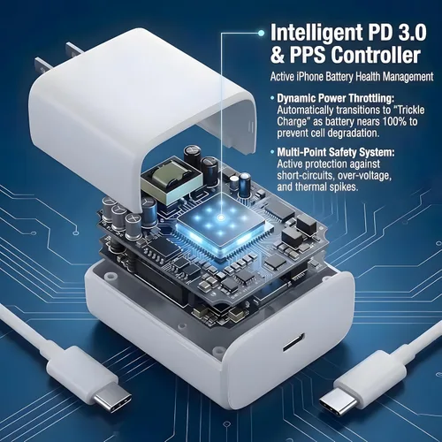 Vista 5 de TT&C Cargador de pared USB-C de 45 W con cable extralargo de 10 pies Adaptador de corriente de carga rápida para Samsung Galaxy S26, S25, S24