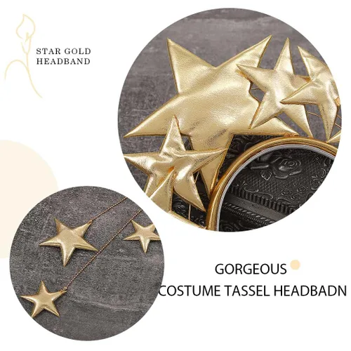 Vista 4 de Yean Diadema de estrella gigante, diadema dorada con halo de diosa, diadema de estrella para festival, tocado hecho a mano para mujeres y niñas