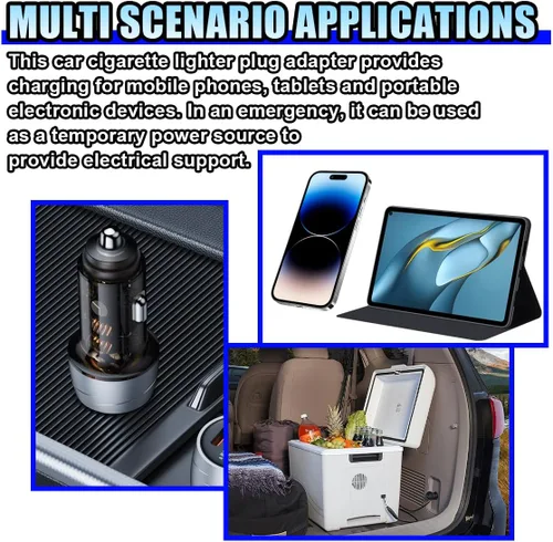 Vista 5 de Convertidor adaptador de CA a CC, CC 12V 500mA, adaptador de corriente para encendedor de cigarrillos de automóvil, enchufe de corriente