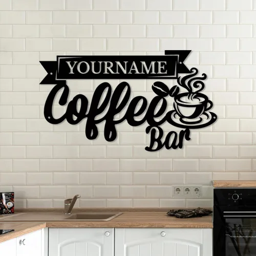 Vista 12 de Letreros metálicos con nombre de barra de café personalizados, letrero de metal de la casa de café soldado, letreros de cobertizo personalizados