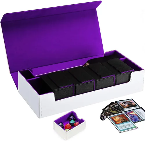 Vista 17 de Estuche de almacenamiento prémium para tarjetas coleccionables TCG, caja con capacidad para más de 800 tarjetas con funda para MTG, YuGiOh, Uno