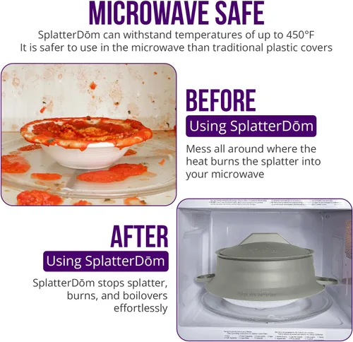 Vista 38 de L.I.Q - Protector de salpicaduras de silicona, se adapta a macetas de 8 y 10 pulgadas (20 y 9.8 in), apto para microondas y duradero, incluye tapa