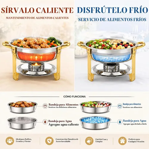Vista 3 de Frizoky Platos redondos de 7 cuartos de galón para bufé, paquete de 2