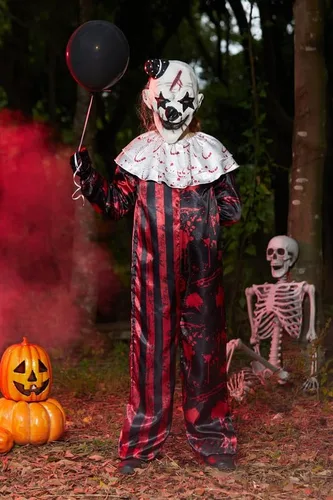 Vista 4 de BesserBay Disfraz de payaso asesino de Halloween para niños de 5 a 14 años