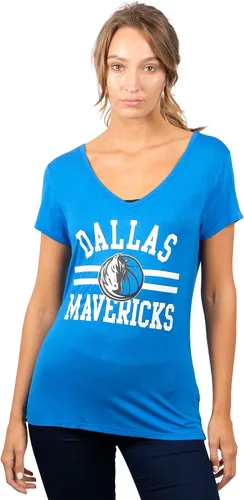 Vista 48 de Ultra Game Camiseta de mujer NBA Oficial con cuello en V y strass de manga corta